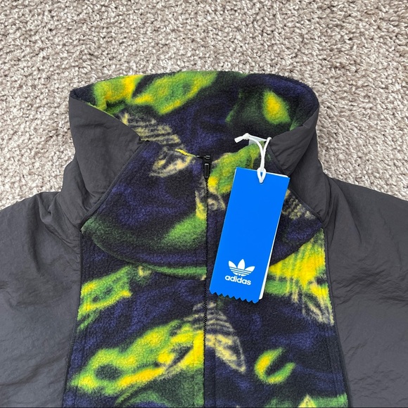 ADIDAS BIG TREFOIL PRINTED POLAR TRACK TOP MENS FLEECE JACKET SIZE MEDIUM FULL Z - Picture 5 of 6
